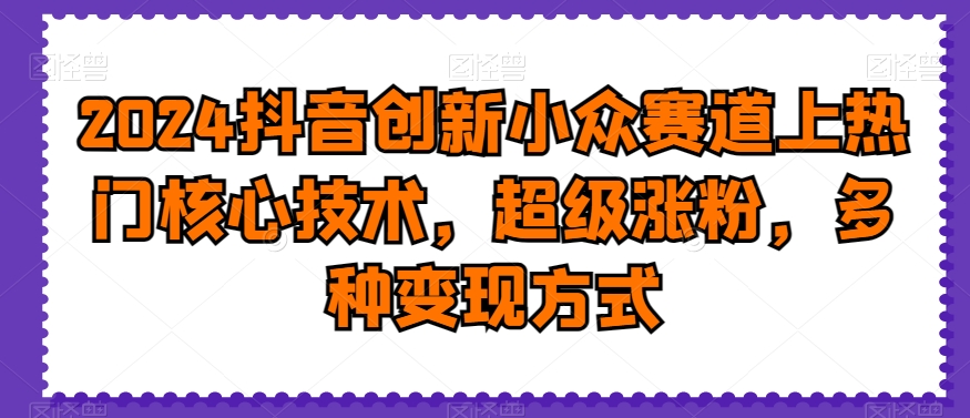 2024抖音创新小众赛道上热门核心技术，超级涨粉，多种变现方式【揭秘】-腾渊网创