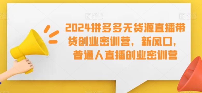 2024拼多多无货源直播带货创业密训营，新风口，普通人直播创业密训营-腾渊网创