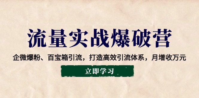 流量实战爆破营：企微爆粉、百宝箱引流，打造高效引流体系，月增收万元-腾渊网创