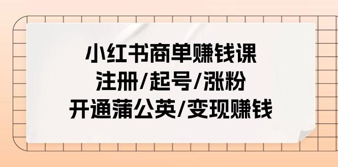 小红书商单赚钱课：注册/起号/涨粉/开通蒲公英/变现赚钱(25节课)-腾渊网创