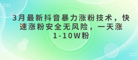 3月最新抖音暴力涨粉技术，快速涨粉安全无风险，一天涨1-10W粉-腾渊网创