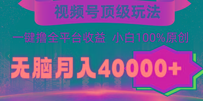 (9281期)视频号顶级玩法，无脑月入40000+，一键撸全平台收益，纯小白也能100%原创-腾渊网创