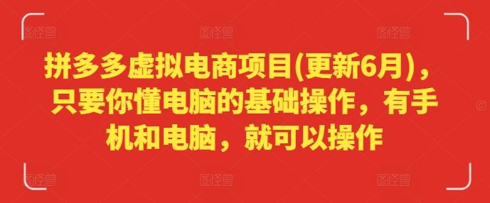 拼多多虚拟电商项目(更新6月)，只要你懂电脑的基础操作，有手机和电脑，就可以操作-腾渊网创