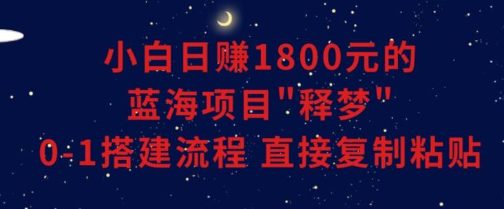 小白能日赚1800元的蓝海项目”释梦”0-1搭建流程可直接复制粘贴长期做【揭秘】-腾渊网创
