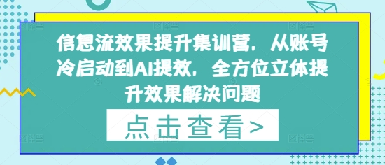 信息流效果提升集训营，从账号冷启动到AI提效，全方位立体提升效果解决问题-腾渊论坛