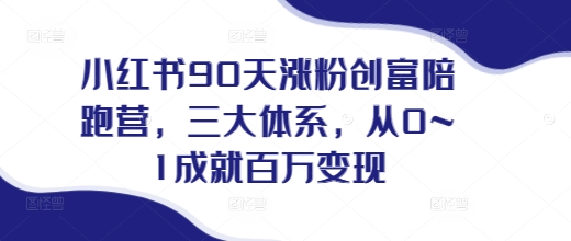 小红书90天涨粉创富陪跑营，​三大体系，从0~1成就百万变现，做小红书的最后一站-腾渊网创