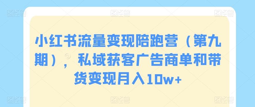 小红书流量变现陪跑营（第九期），私域获客广告商单和带货变现月入10w+-腾渊网创