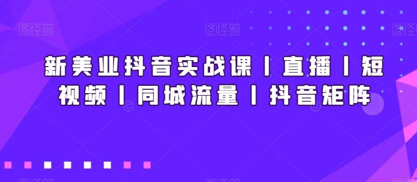 新美业抖音实战课丨直播丨短视频丨同城流量丨抖音矩阵-腾渊网创