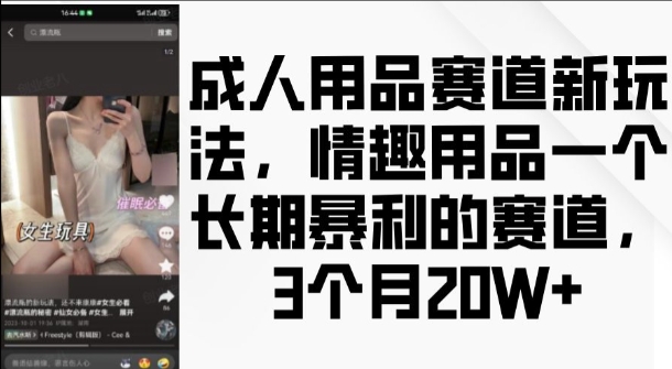 成人用品赛道新玩法，情趣用品一个长期暴利的赛道，3个月收益20个【揭秘】-腾渊网创