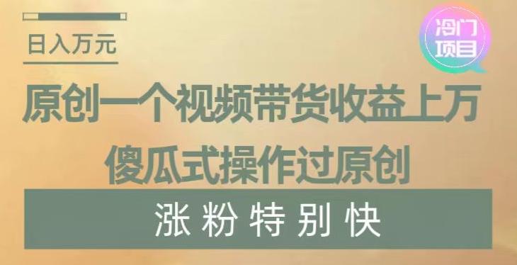 原创一个视频带货收益上万，傻瓜式操作过原创，几分钟做一个视频涨粉特别快【揭秘】-腾渊网创