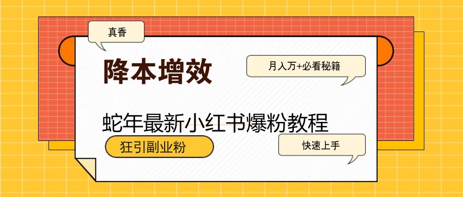 蛇年最新小红书爆粉教程，狂引副业粉，月入万+必看-腾渊论坛