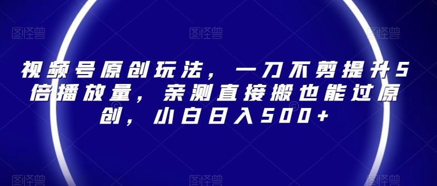 视频号原创玩法，一刀不剪提升5倍播放量，亲测直接搬也能过原创，小白日入500+【揭秘】-腾渊网创