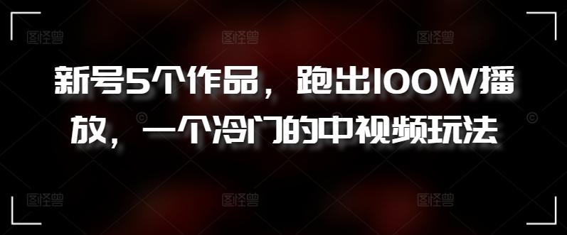 新号5个作品，跑出100W播放，一个冷门的中视频玩法【揭秘】-腾渊论坛
