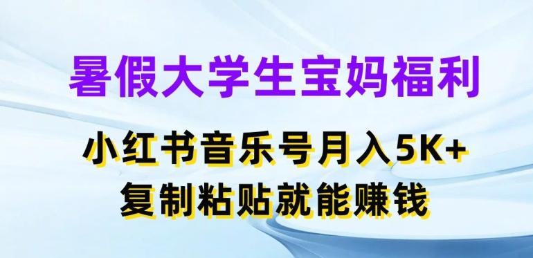 暑假大学生宝妈福利，小红书音乐号月入5000+，复制粘贴就能赚钱【揭秘】-腾渊网创