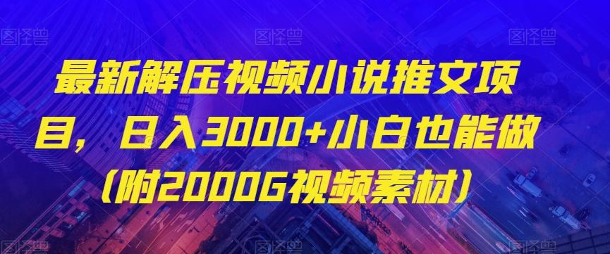 最新解压视频小说推文项目，日入3000+小白也能做（附2000G视频素材）【揭秘】-腾渊论坛