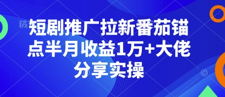 短剧推广拉新番茄锚点半月收益1万+大佬分享实操-腾渊论坛