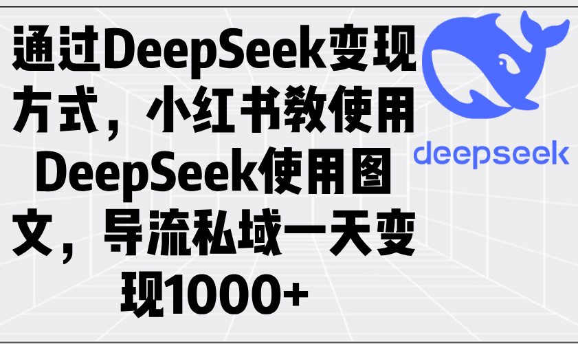 通过DeepSeek变现方式，小红书教使用DeepSeek图文，导流私域一天变现1000+-腾渊网创