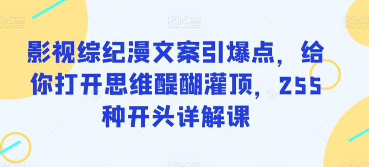 影视综纪漫文案引爆点，给你打开思维醍醐灌顶，255种开头详解课-腾渊网创