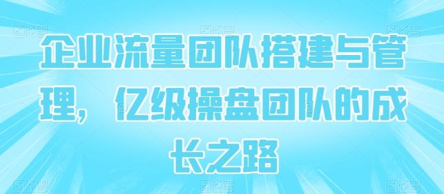 企业流量团队搭建与管理，亿级操盘团队的成长之路-腾渊网创