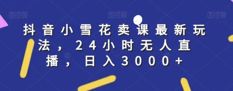抖音小雪花卖课最新玩法，24小时无人直播，日入3000+【揭秘】-腾渊网创