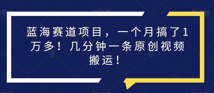 蓝海赛道项目，一个月搞了1万多！几分钟一条原创视频搬运！-腾渊论坛