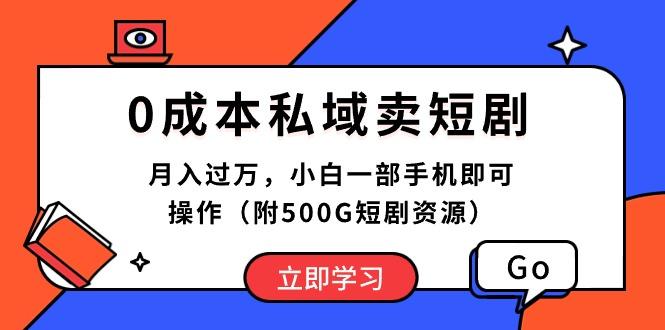 0成本私域卖短剧，月入过万，小白一部手机即可操作(附500G短剧资源-腾渊网创