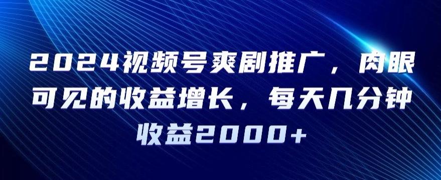 2024视频号爽剧推广，肉眼可见的收益增长，每天几分钟收益2000+【揭秘】-腾渊网创