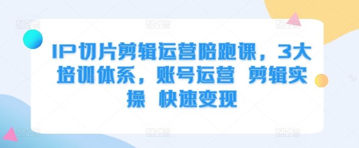 IP切片剪辑运营陪跑课，3大培训体系，账号运营 剪辑实操 快速变现-腾渊网创