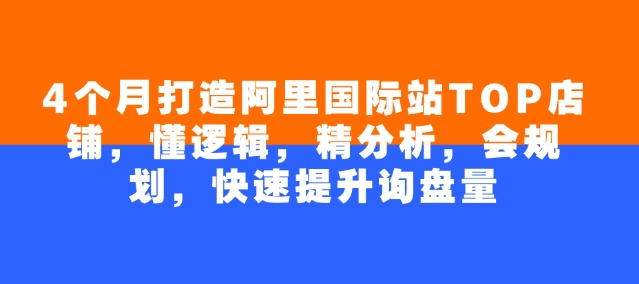 4个月打造阿里国际站TOP店铺，懂逻辑，精分析，会规划，快速提升询盘量-腾渊网创