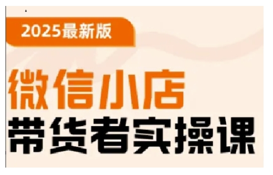 2025最新版微信小店带货者实操课，基础操作到高级运营技巧，快速上手-腾渊网创