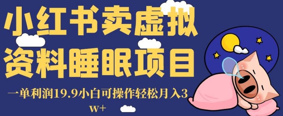 小红书卖虚拟资料睡眠项目，一单利润19.9小白可操作轻松月入3w+【揭秘】-腾渊论坛