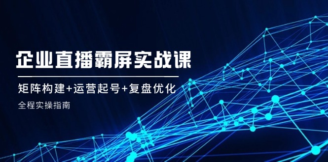 企 业 直 播 霸 屏实战课：矩阵构建+运营起号+复盘优化，全程实操指南-腾渊论坛