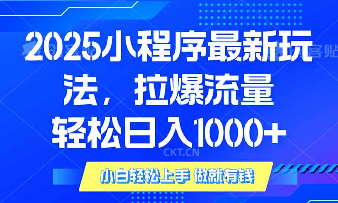 2025年小程序最新玩法，流量直接拉爆，单日稳定变现1000+-腾渊网创