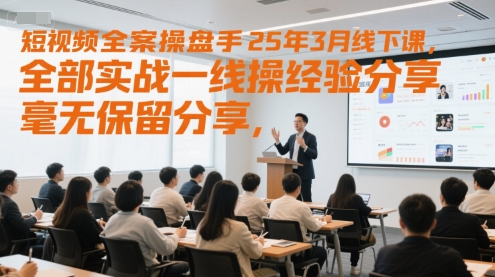 短视频全案操盘手25年3月线下课，全部实战一线操盘手经验分享，毫无保留分享，全是干货-腾渊网创