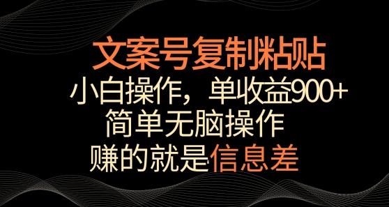 文案号掘金，简单复制粘贴，小白操作，单作品收益900+【揭秘】-腾渊论坛