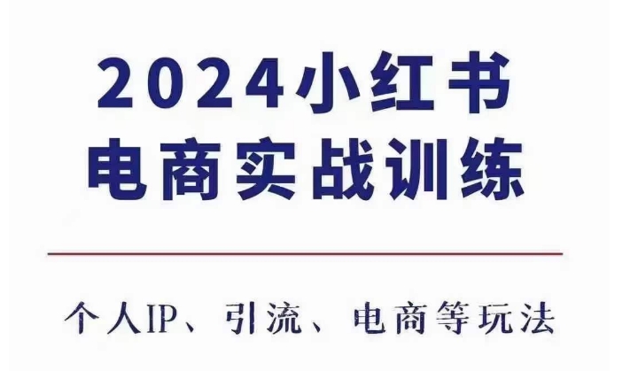 2024小红书电商3.0实战训练，包含个人IP、引流、电商等玩法-腾渊网创