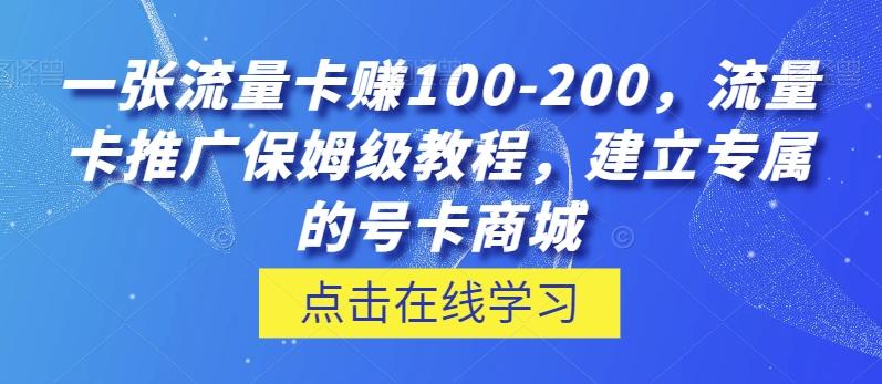 一张流量卡赚100-200，流量卡推广保姆级教程，建立专属的号卡商城-腾渊论坛