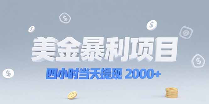 美金暴利项目，四小时当天提现 2000+机会留给会选赛道的人-腾渊网创