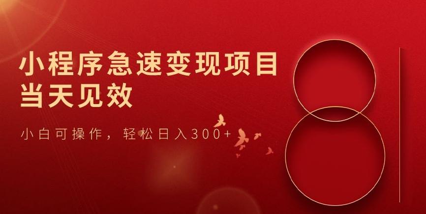 小程序急速变现项目，当天见效，小白可操作，轻松日入300+-腾渊论坛