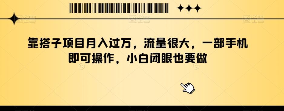 靠搭子项目月入过万，流量很大，一部手机即可操作，小白闭眼也要做-腾渊网创