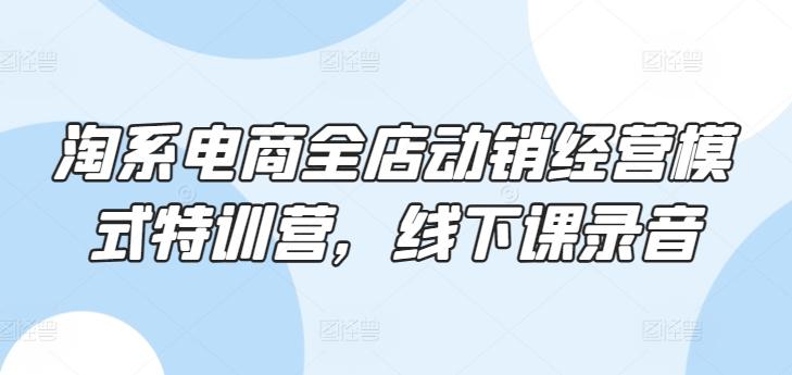 淘系电商全店动销经营模式特训营，线下课录音-腾渊论坛