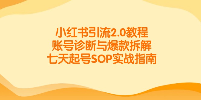 小红书引流2.0教程，账号诊断与爆款拆解，七天起号SOP实战指南-腾渊论坛