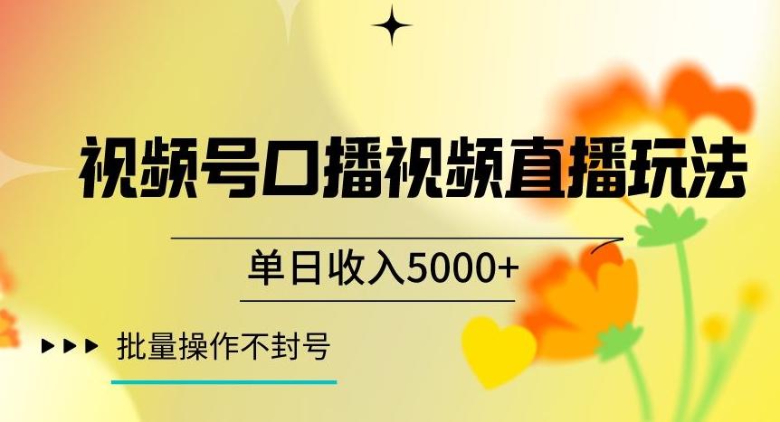视频号囗播视频直播玩法，单日收入5000+，批量操作不封号【揭秘】-腾渊网创