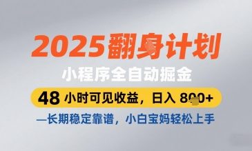 2025小程序全自动掘金，48 小时可见收益，日入8张，长期稳定靠谱，小白宝妈轻松上手【揭秘】-腾渊论坛