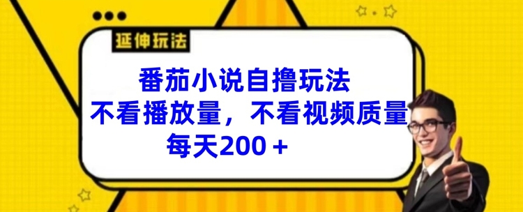 番茄小说自撸玩法，不看播放量，不看视频质量，每天200+【揭秘】-腾渊网创