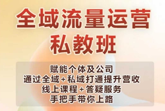 全域流量运营操盘课，赋能个体及公司通过全域+私域打通提升营收-腾渊网创