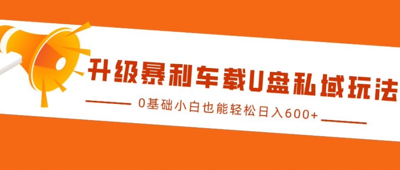 升级暴利车载U盘私域玩法，0基础小白也能轻松日入多张【揭秘】-腾渊网创
