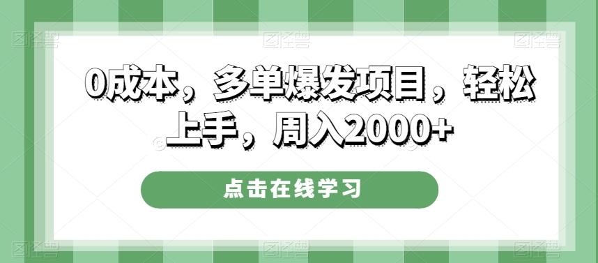 0成本，多单爆发项目，轻松上手，周入2000+-腾渊论坛