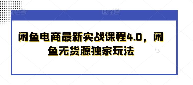 闲鱼电商最新实战课程4.0，闲鱼无货源独家玩法-腾渊网创