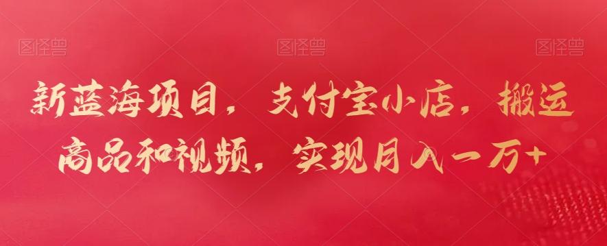 新蓝海项目，支付宝小店，搬运商品和视频，实现月入一万+【揭秘】-腾渊论坛